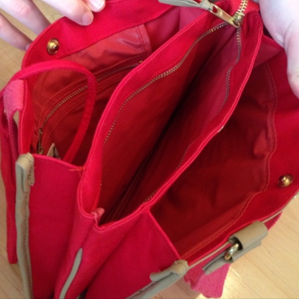 Sarne Red Canvas Hand Bag